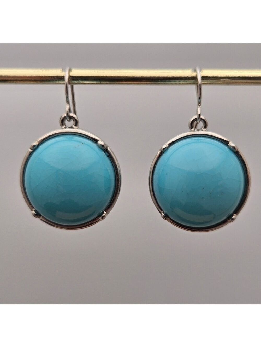 ✨2/$10✨ Silver & Turquoise Round Dangle Earrings Casual Everyday Style